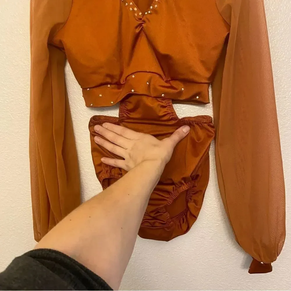 Kelle dance solo costume 2 piece Orange bronze contemporary lyrical 4235 SA